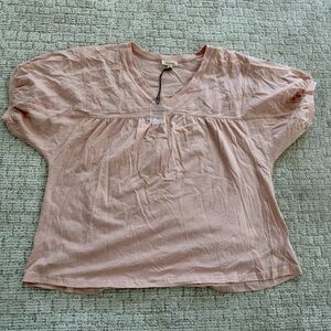 Women's Light Pink V-Neck Tunic Top - Relaxed Fit